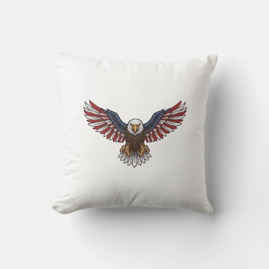 Patriottische Adelaar Vintage Gravure Vector Ontwe Kussen (Voorkant)