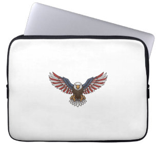 Patriottische Adelaar Vintage Gravure Vector Ontwe Laptop Sleeve