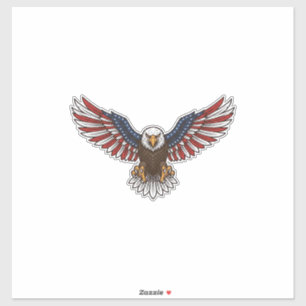 Patriottische Adelaar Vintage Gravure Vector Ontwe Sticker