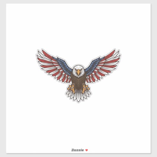 Patriottische Adelaar Vintage Gravure Vector Ontwe Sticker (Vel)