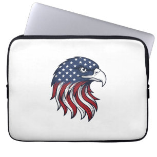 Patriottische Adelaar Vlag Vectorontwerp voor Witt Laptop Sleeve