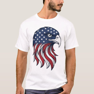 Patriottische Adelaar Vlag Vectorontwerp voor Witt T-shirt