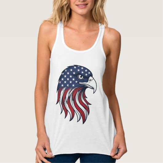 Patriottische Adelaar Vlag Vectorontwerp voor Witt Tanktop (Voorkant)