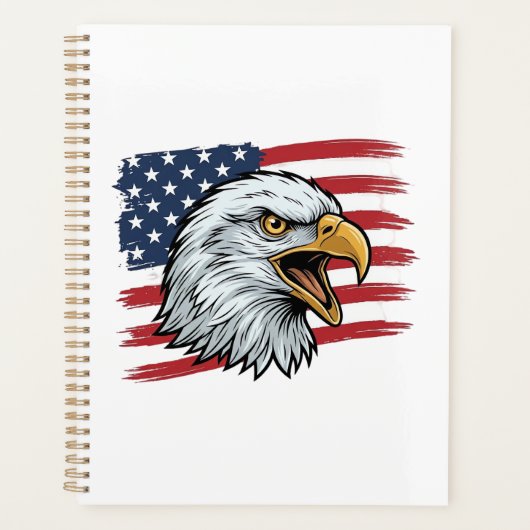 Patriottische Adelaar Vlag Vintage Vector Ontwerp_ Planner (Voorkant)