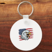 Patriottische Adelaar Vlag Vintage Vector Ontwerp_ Sleutelhanger (Voorkant)