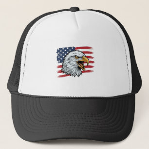 Patriottische Adelaar Vlag Vintage Vector Ontwerp_ Trucker Pet