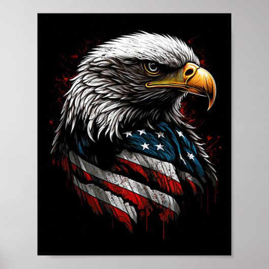 Patriottische Adelaar VS Amerikaanse Vlag 4 juli H Poster (Voorkant)