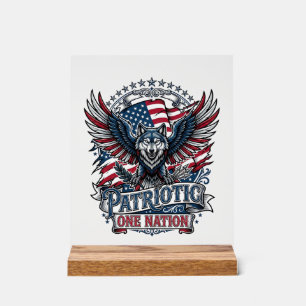 Patriottische Adelaar Wolf Hybride Dier Hybride Pa Acryl Bord