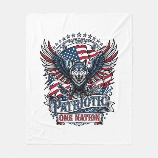 Patriottische Adelaar Wolf Hybride Dier Hybride Pa Fleece Deken (Voorkant)