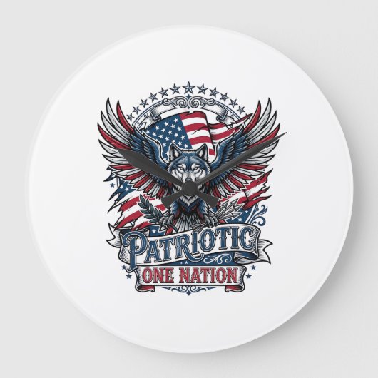 Patriottische Adelaar Wolf Hybride Dier Hybride Pa Grote Klok (Voorkant)
