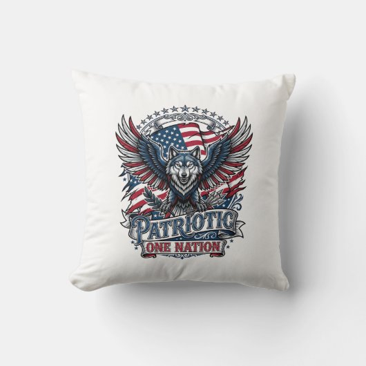Patriottische Adelaar Wolf Hybride Dier Hybride Pa Kussen (Voorkant)