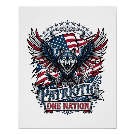 Patriottische Adelaar Wolf Hybride Dier Hybride Pa Perfect Poster (Voorkant)