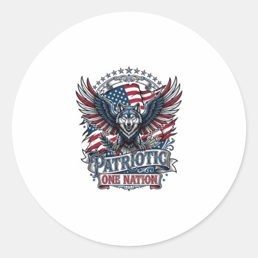 Patriottische Adelaar Wolf Hybride Dier Hybride Pa Ronde Sticker (Voorkant)
