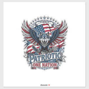 Patriottische Adelaar Wolf Hybride Dier Hybride Pa Sticker