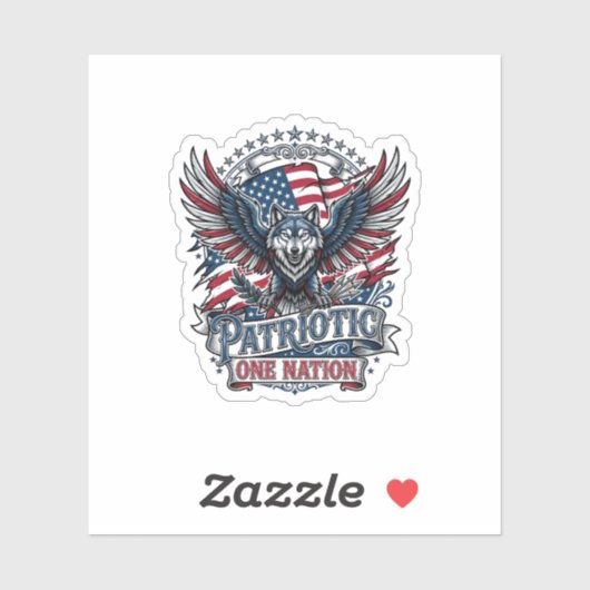 Patriottische Adelaar Wolf Hybride Dier Hybride Pa Sticker (Vel)