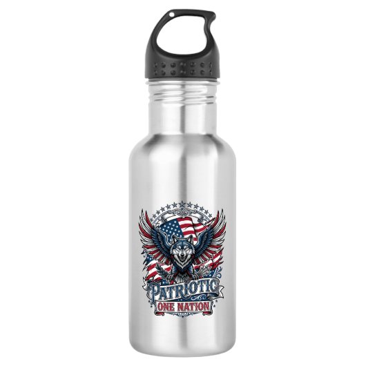Patriottische Adelaar Wolf Hybride Dier Hybride Pa Waterfles (Voorkant)