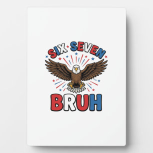 Patriottische Adelaar Zes Zeven Bruh Vector Design Fotoplaat