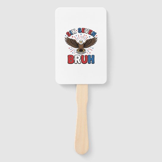 Patriottische Adelaar Zes Zeven Bruh Vector Design Handwaaier (Voorkant)