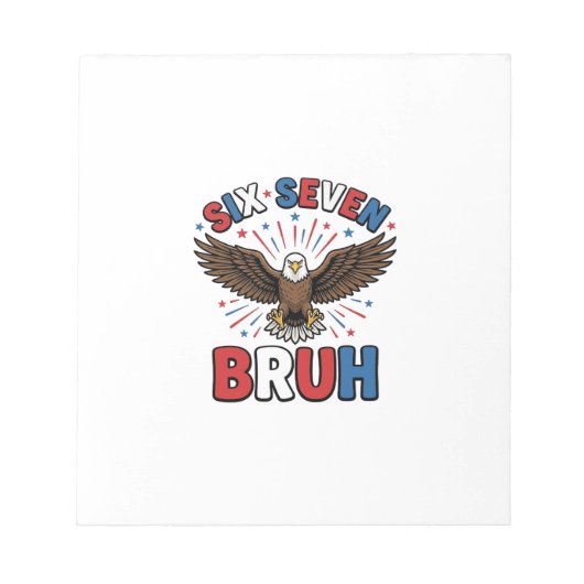 Patriottische Adelaar Zes Zeven Bruh Vector Design Notitieblok (Voorkant)