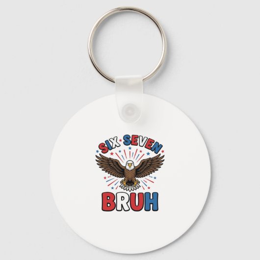 Patriottische Adelaar Zes Zeven Bruh Vector Design Sleutelhanger (Voorkant)
