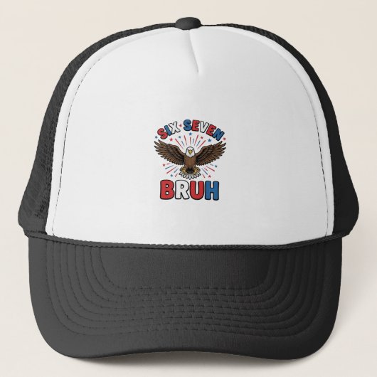 Patriottische Adelaar Zes Zeven Bruh Vector Design Trucker Pet (Voorkant)