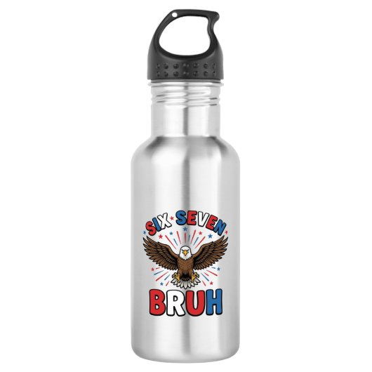 Patriottische Adelaar Zes Zeven Bruh Vector Design Waterfles (Voorkant)