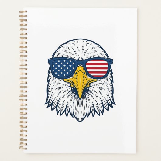 Patriottische Adelaar Zonnebril Vintage Vector Des Planner (Voorkant)