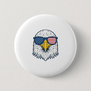 Patriottische Adelaar Zonnebril Vintage Vector Des Ronde Button 5,7 Cm