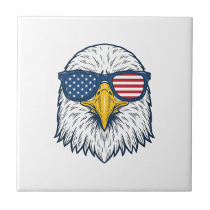 Patriottische Adelaar Zonnebril Vintage Vector Des Tegeltje