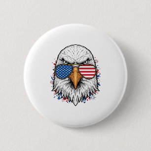 Patriottische Adelaar Zonnebril Vintage Vector T-s Ronde Button 5,7 Cm
