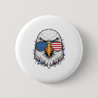 Patriottische Adelaar Zonnebril Vintage Vector T-s Ronde Button 5,7 Cm