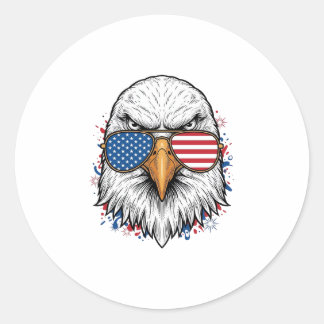 Patriottische Adelaar Zonnebril Vintage Vector T-s Ronde Sticker
