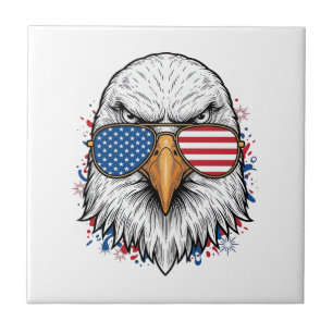 Patriottische Adelaar Zonnebril Vintage Vector T-s Tegeltje