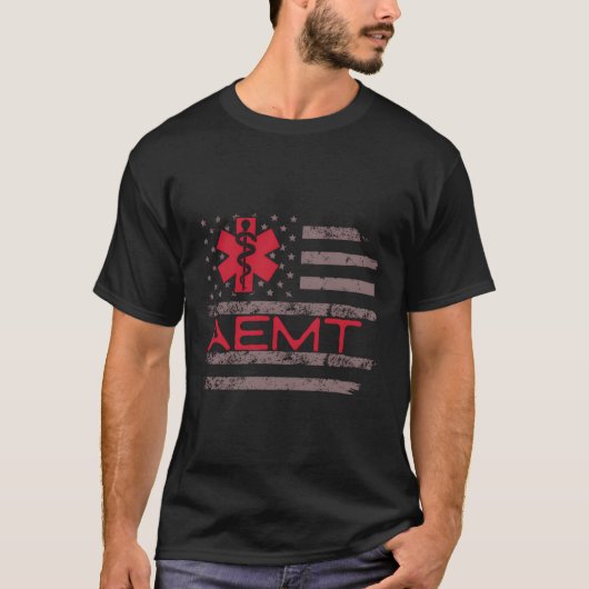 Patriottische AEMT Medisch Technicus Eerste Hulp T-shirt (Voorkant)