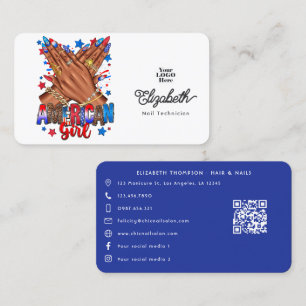 Patriottische Afro-Amerikaanse nagelsalon branding Visitekaartje