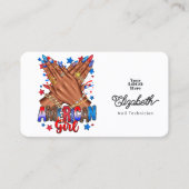 Patriottische Afro-Amerikaanse Nail Salon Branding Visitekaartje (Voorkant)