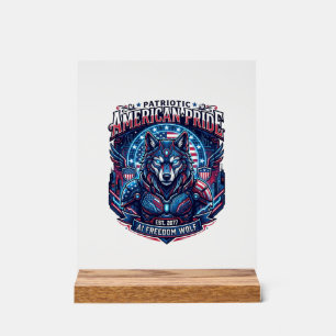Patriottische Ai Vrijheid Wolf Cyberpunk Toekomst Acryl Bord