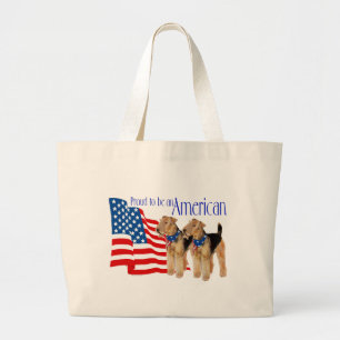 Patriottische Airedale Terriërs Grote Tote Bag