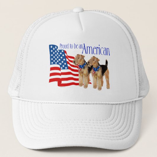 Patriottische Airedale Terriërs Trucker Pet (Voorkant)