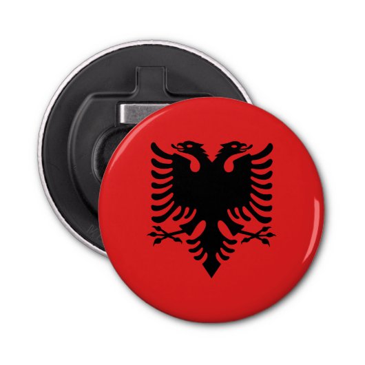 Patriottische Albanese vlag Button Flesopener (Voorkant)