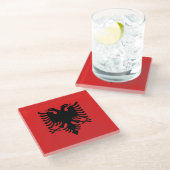 Patriottische Albanese vlag Glazen Onderzetter (Schuin)