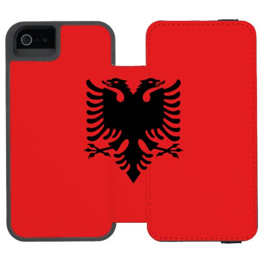 Patriottische Albanese vlag Incipio iPhone Portemonnee Hoesje (Agenda Open)