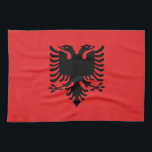 Patriottische Albanese vlag Theedoek<br><div class="desc">De nationale vlag van Albanië.</div>
