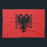 Patriottische Albanese vlag Theedoek<br><div class="desc">De nationale vlag van Albanië.</div>