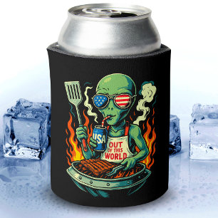 Patriottische Alien BBQ Grill Amerikaanse Vlag Zon Blikjeskoeler
