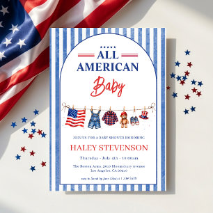 Patriottische All American Baby 4 juli baby shower Kaart