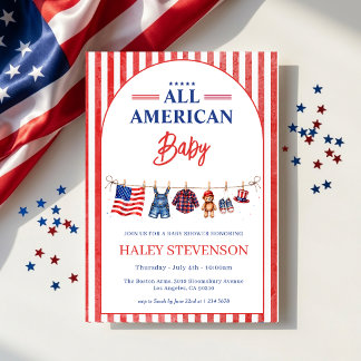 Patriottische All American Baby 4 juli baby shower Kaart