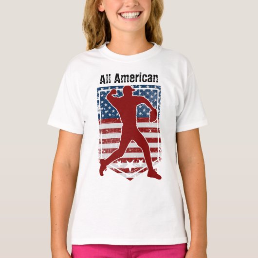 Patriottische All-American Baseball  verhit T-shirt (Voorkant)