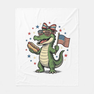 Patriottische Alligator Hot Dog Vintage Vector T-s Fleece Deken