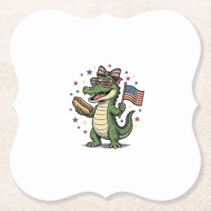 Patriottische Alligator Hot Dog Vintage Vector T-s Kartonnen Onderzetters